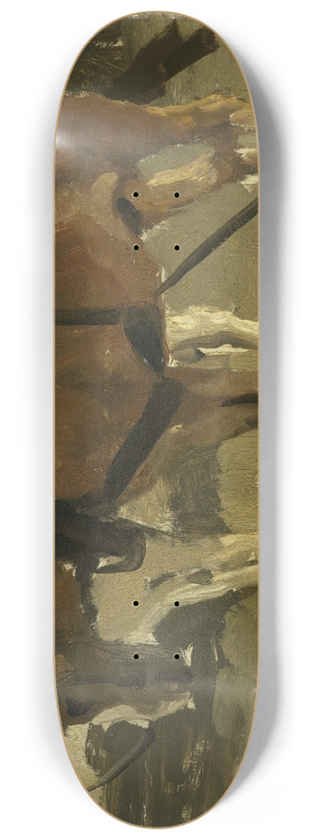 George Hendrik Breitner - A Brown and a White Horse in Scheveningen 8.25 inch art skate deck