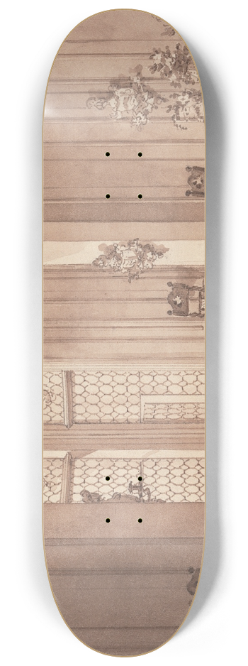 James Pattison Cockburn - Hall in a Gothic Mansion 8.25 inch art skate deck