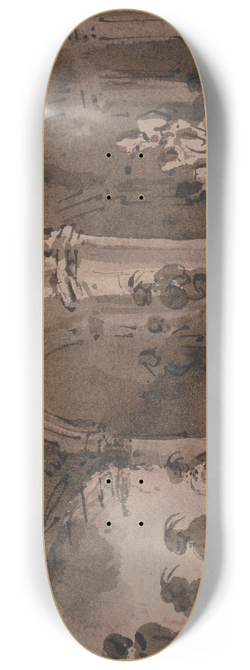James Pattison Cockburn - Medieval Figures in a Crypt 8.25 inch art skate deck