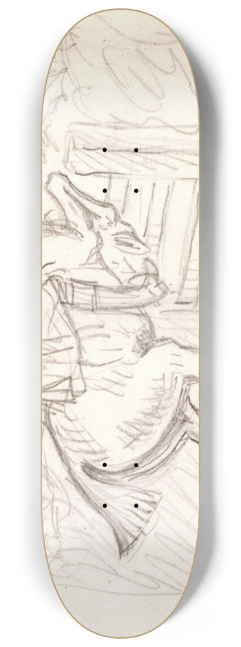 James Seymour - Sketch for Jumping the Gate 8.25 inch art skate deck