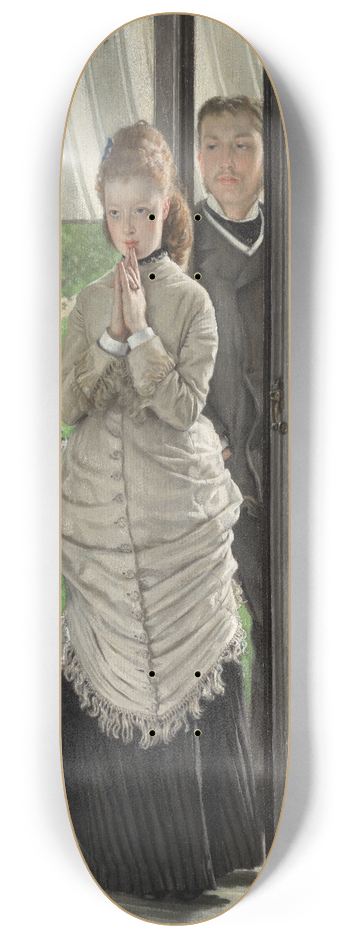 James Tissot - Two Figures at a Door (The Proposal) 8.25 inch art skate deck