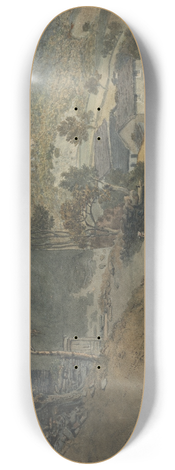 James Ward - Landscape with Cottages and Figures 8.25 inch art skate deck
