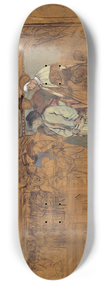 Jan August Hendrik Leys - Archery Feast in Antwerp in the 16th Century 8.25 inch art skate deck