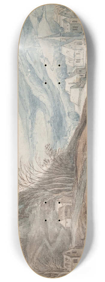 Jan Brueghel The Elder - Mountainous Landscape with Village in Valley and DistantView 8.25 inch art skate deck