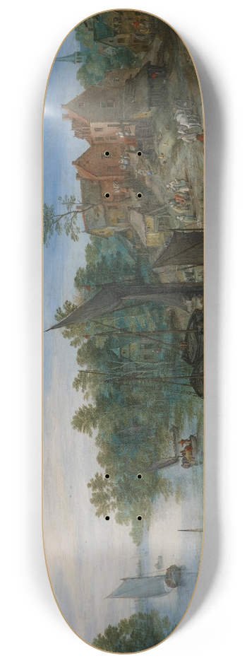Jan Brueghel The Elder - River Landscape 8.25 inch art skate deck