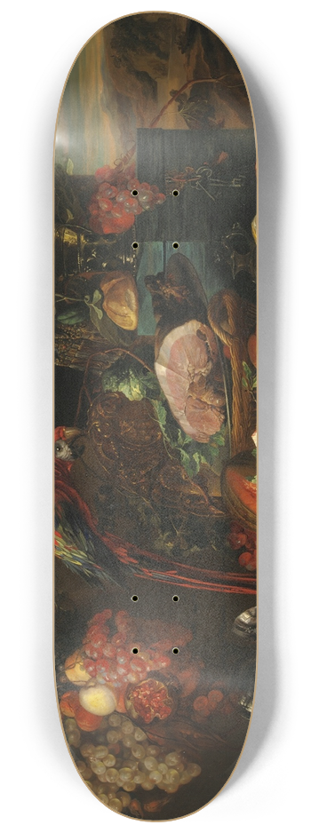 Jan Davidsz de Heem - Still Life With Fruit, Oysters And A Parrot 8.25 inch art skate deck
