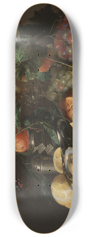 Jan Davidsz de Heem - Still Life with Oysters and Grapes 8.25 inch art skate deck