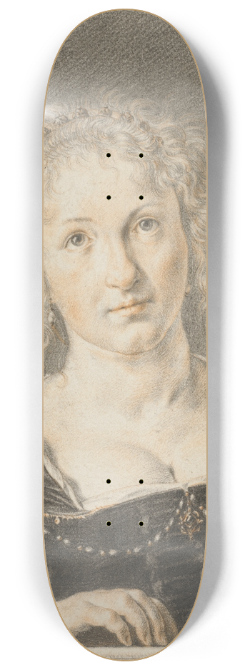 Jan de Bray - Young Woman at a Balustrade 8.25 inch art skate deck