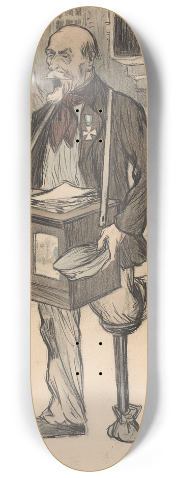 Jan de Waardt - Oud-generaal als straatmuzikant 8.25 inch art skate deck