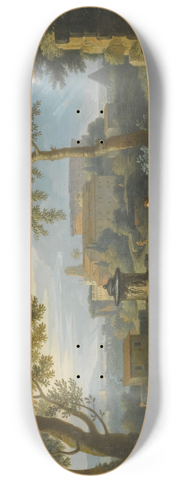 Jan Frans Van Bloemen - Classical Figures Seated By Ruins In An Italianate Landscape 8.25 inch art skate deck