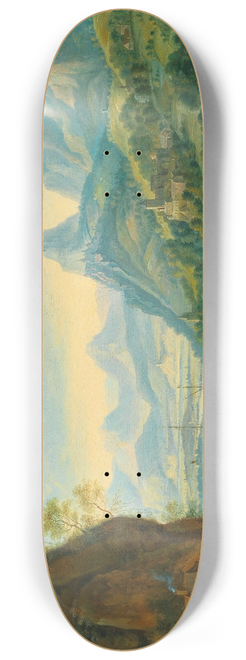 Jan Griffier - A river landscape with mountains 8.25 inch art skate deck