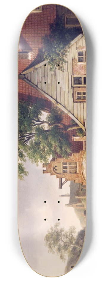 Jan Hendrik Verheijen - A Dutch Village Scene with Figures 8.25 inch art skate deck
