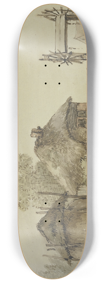 Jan Hulswit - An einem Kanal ein Haus mit Scheune und eine Schleuse mit zwei Rdern 8.25 inch art skate deck