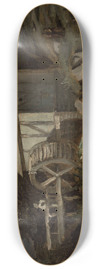 Jan Stanislawski - Mill at the river on a moonlit night 8.25 inch art skate deck