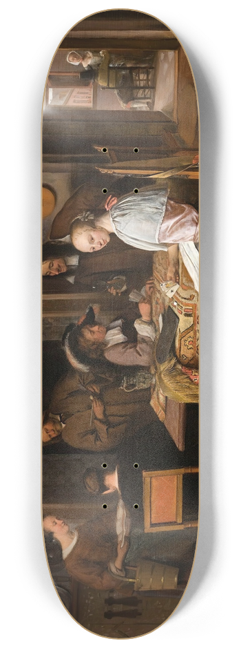 Jan Steen - An Elegant Company In An Interior With Figures Playing Cards At A Table 8.25 inch art skate deck
