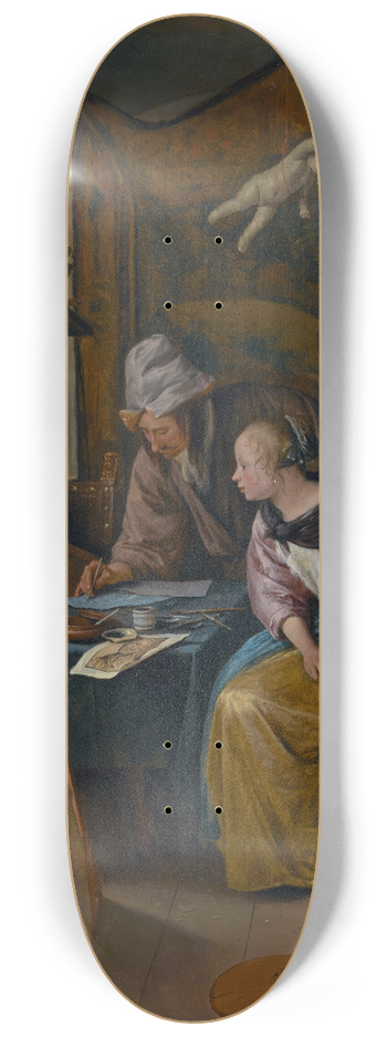 Jan Steen - The Drawing Lesson 8.25 inch art skate deck