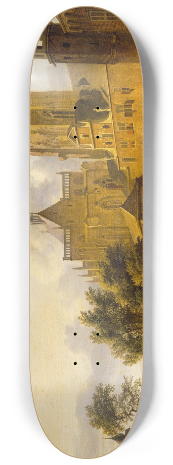 Jan van der Heyden - A Street Scene in Cologne 8.25 inch art skate deck