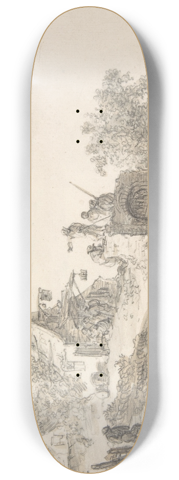 Jan van Goyen - Landscape with Figures 8.25 inch art skate deck
