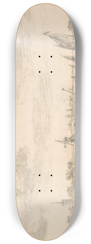 Jan van Goyen - River Scene with Cows 8.25 inch art skate deck