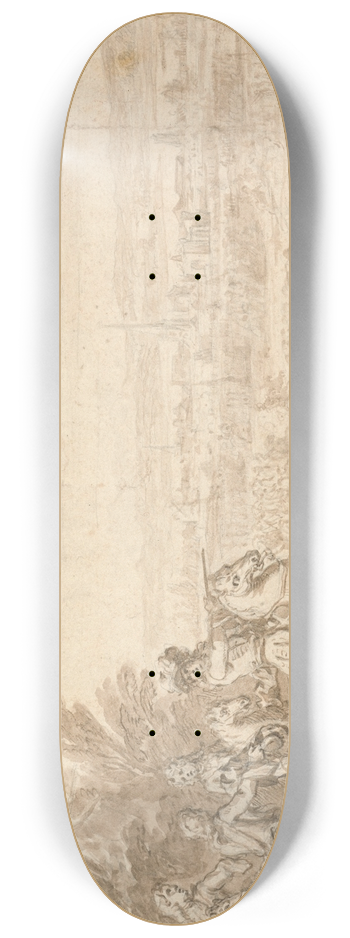 Jan Wyck - Commander with Aides on Horseback Directing a Battle 8.25 inch art skate deck