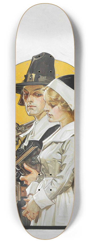J.C. Leyendecker - Giving Thanks (Thanksgiving Couple) 8.25 inch art skate deck