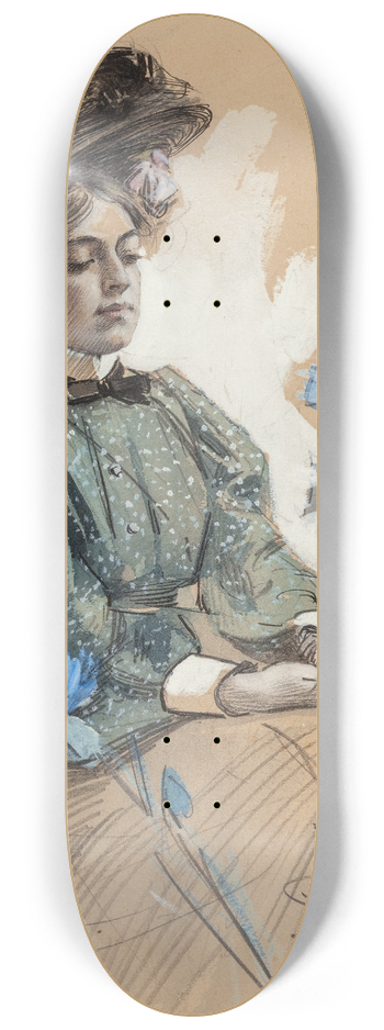 J.C. Leyendecker - Lady with Flowers 8.25 inch art skate deck