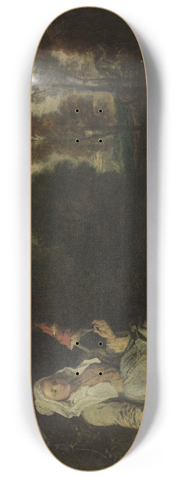 Jean-Antoine Watteau - Evening Landscape with Spinner 8.25 inch art skate deck