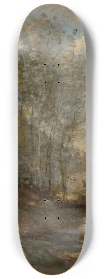Jean-Baptiste-Camille Corot - Le Vallon des Chevres (Souvenir du Lac de Garde) 8.25 inch art skate deck