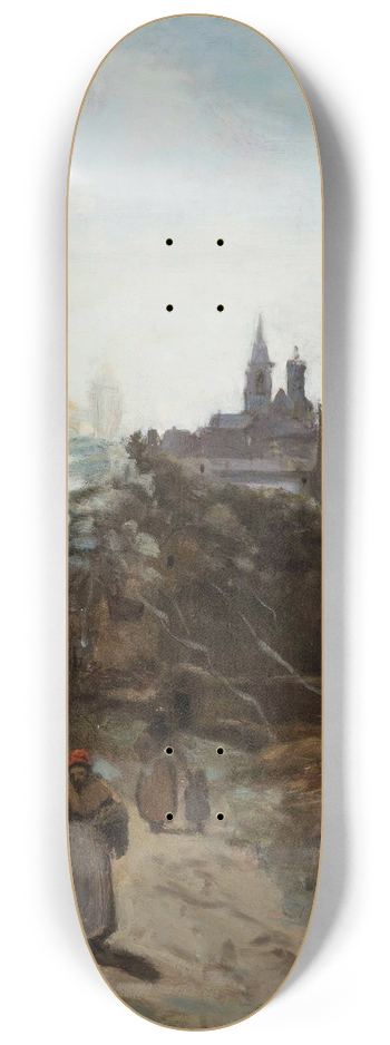Jean-Baptiste-Camille Corot - Semur, le chemin dglise 8.25 inch art skate deck