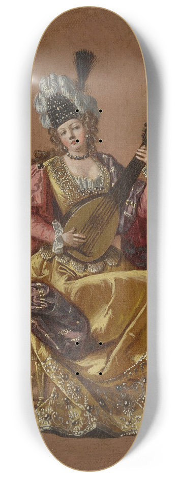 Jean Baptiste Vanmour - Lady playing an archlute 8.25 inch art skate deck
