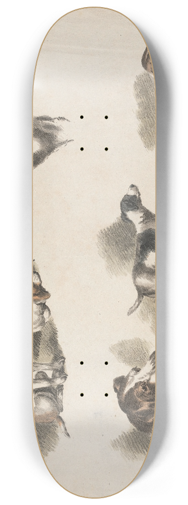 George Morland - Seven studies on hound 8.25 inch art skate deck