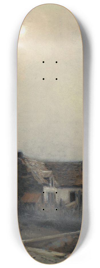 Jean Charles Cazin - Moonlit cottages 8.25 inch art skate deck