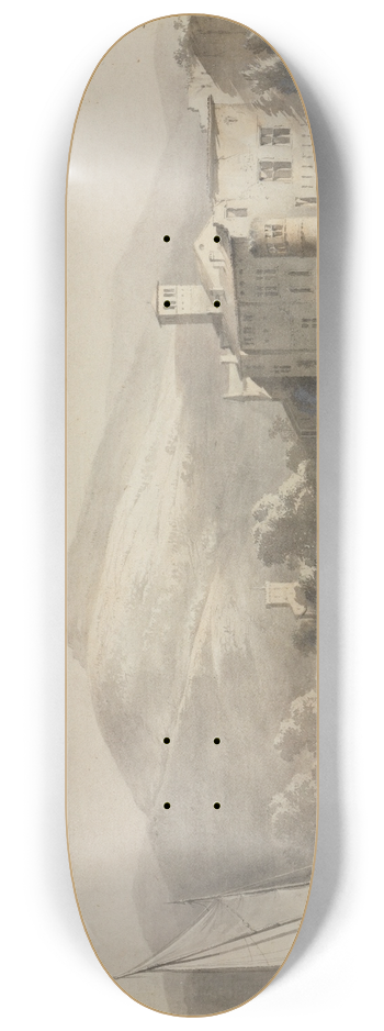Jean-Jacques de Boissieu - Flusslandschaft mit Segelkahn und Ruderboot 8.25 inch art skate deck