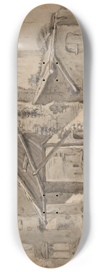 Jean-Jacques de Boissieu - Personnages devant des habitations et des ruines 8.25 inch art skate deck