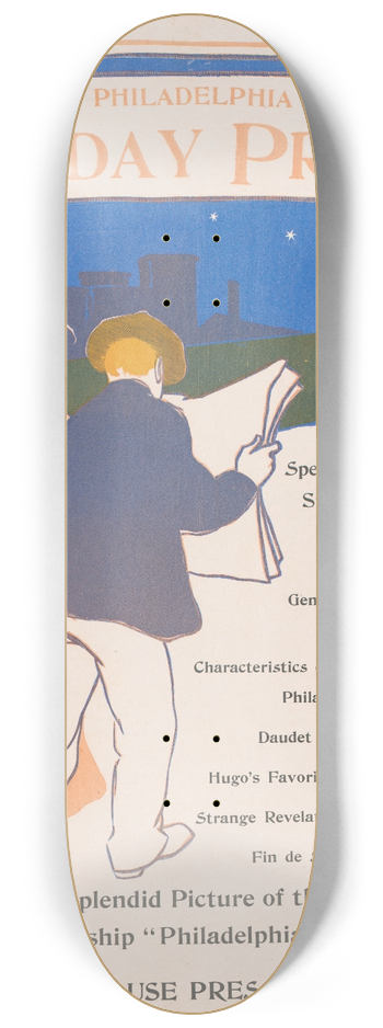 George Reiter Brill - Philadelphia Sunday Press; February 23, 1896 8.25 inch art skate deck