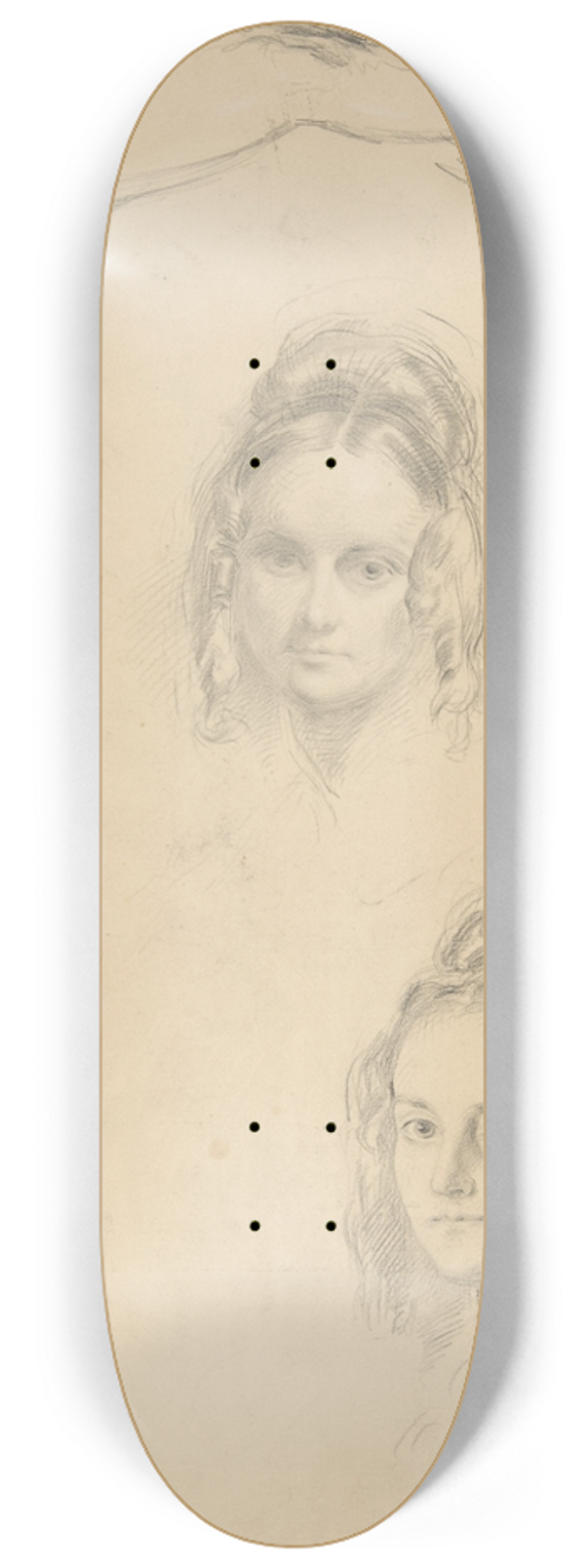 George Richmond - Two Portrait Studies of the Artists Wife, and a Study of a Leg and Torso 8.25 inch art skate deck