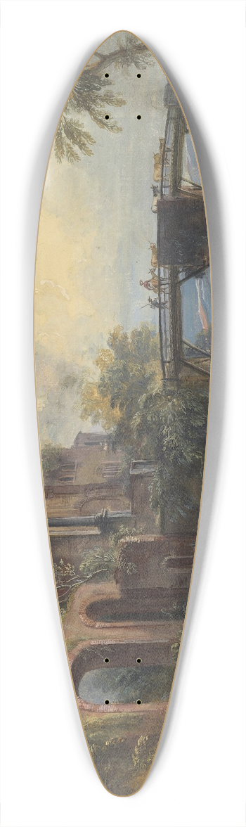 Jean-Baptiste Lallemand - Dawn Landscape with Classical Ruins 39.3 inch art pintail longboard deck