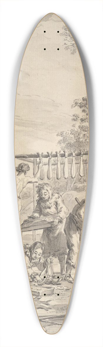 Jean-Baptiste Le Prince - Kamchatkans Preparing Fish to be Dried 39.3 inch art pintail longboard deck