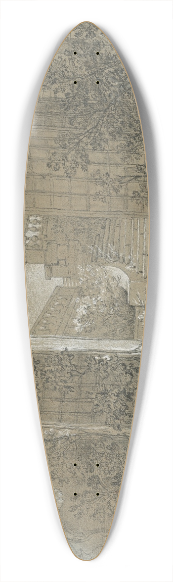 Jean-Baptiste Oudry - Landscape with a Staircase and a Balustrade 39.3 inch art pintail longboard deck
