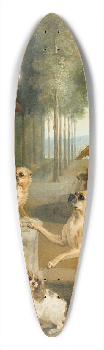Jean-Baptiste Oudry - Three Dogs And A MacawIn A Park 39.3 inch art pintail longboard deck