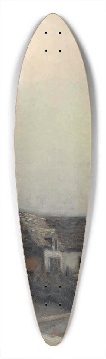 Jean Charles Cazin - Moonlit cottages 39.3 inch art pintail longboard deck