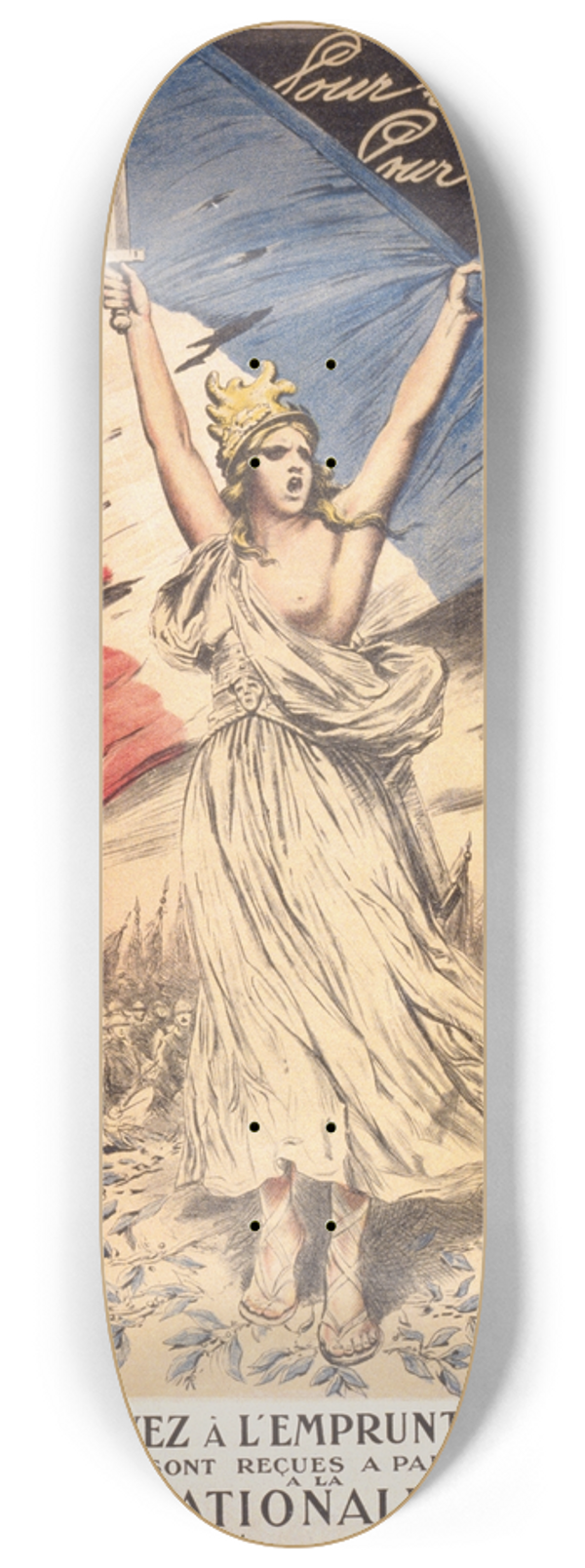 Georges Bertin Scott - Pour le drapeau! Pour la victoire! 8.25 inch art skate deck