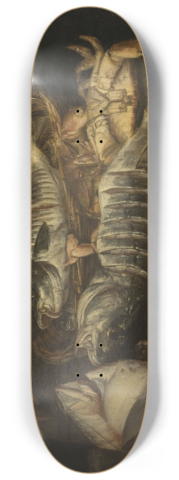 Abraham van Beijeren - Still Life with Fish and Crustaceans on a Table 8.25 inch art skate deck