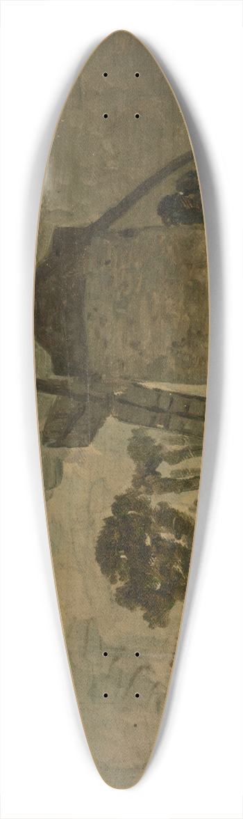 Johan Barthold Jongkind - Landscape with a Windmill 39.3 inch art pintail longboard deck