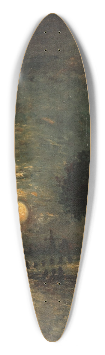 Johan Barthold Jongkind - Moonlight, View of Dordrecht 39.3 inch art pintail longboard deck
