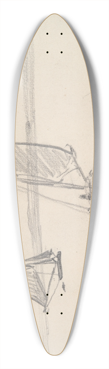 Johan Barthold Jongkind - Two Sailboats on Calm Water 39.3 inch art pintail longboard deck