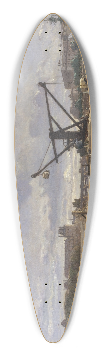 Johan Barthold Jongkind - View from the Quai dOrsay 39.3 inch art pintail longboard deck