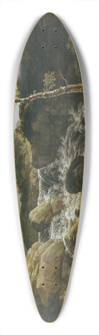 Johan Christian Dahl - Mountainous Landscape with a Waterfall, Norway 39.3 inch art pintail longboard deck