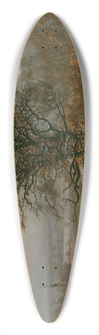 Johan Christian Dahl - Oak Tree by the Elbe in Winter 39.3 inch art pintail longboard deck
