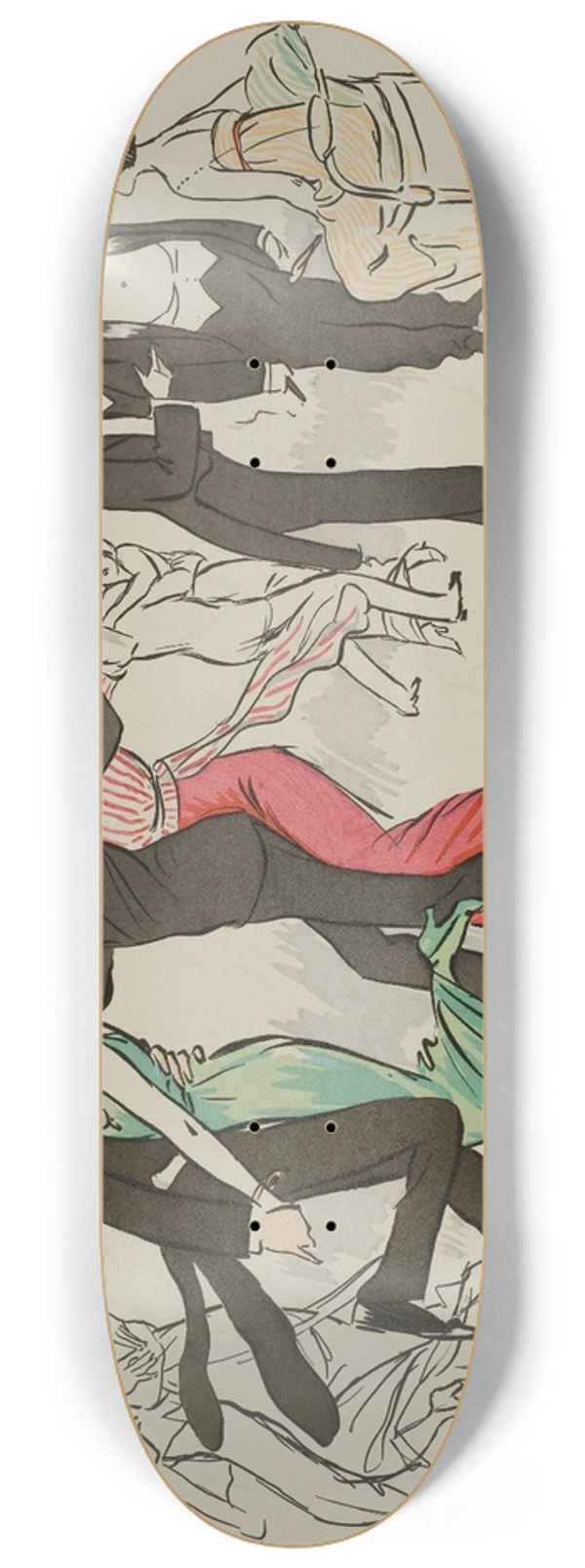 Georges Goursat (Sem) - Anna Held, Myriam Danesco et Marcel Fouquier 8.25 inch art skate deck